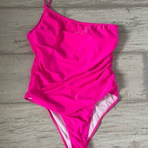 Vibrant Pink One-Shoulder Swimsuit